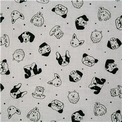 Ouaf Ouaf Ouaf Chiens Mignons Portraits Croquis Tissu par Michael Miller