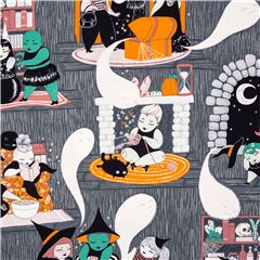 Belindas Brownstone Spooky Witch Friendship Fabric by Alexander Henry