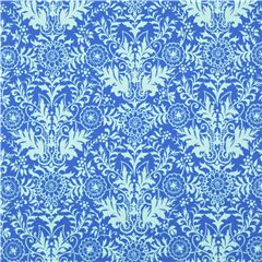 Ink and Arrow USA Baumwollstoff flach reflektierendes Muster Damastmotiv in Blau Stoff von Ink and Arrow