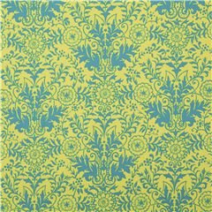 Tissu damas Ink and Arrow en coton vert motif floral et feuilles vert fonc Tissu par Ink and Arrow