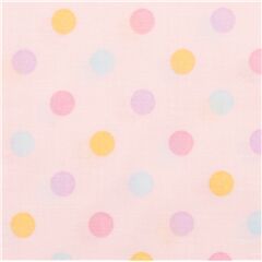 Tissu japonais en coton rose ple lamin  pois jaunes violets bleus roses Tissu par Cosmo