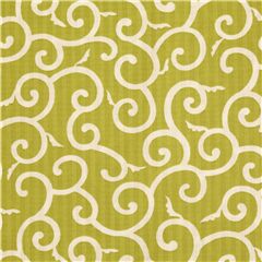 Tissu japonais Dobby chartreuse avec des tourbillons et spirales karakusa blancs Tissu par Japanese Indie