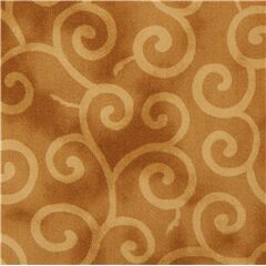 Tissu japonais jaune moutarde avec des volutes et des tourbillons Tissu par Japanese Indie