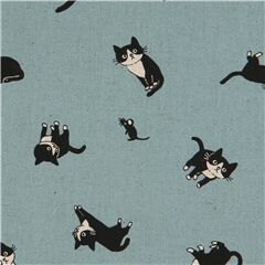 100% Cotton Kitty Animals Fat Quarter Black Cat Quilting Cocoland Cats and House Cat Patchwork Japanese fabric Japanese Print