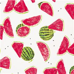 Tissu japonais blanc avec des pastques rouges en train de tomber Tissu par Japanese Indie