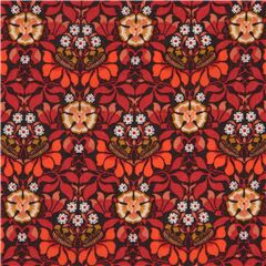 Tissu en coton Tana Lawn marron avec des fleurs damasses Tissu par Liberty Fabrics