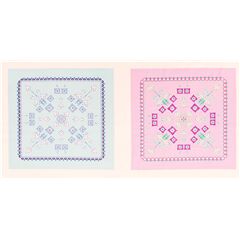 Tissu  panneaux art dco 2 panneaux gris bleu blanc rose fleurs Tissu par Liberty Fabrics