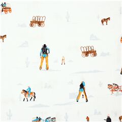 Tissu coton bleu clair thme du western cowboy, diligences High Noon Tissu par Dear Stella