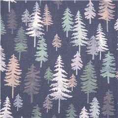 Tissu coton bleu arbres forts de pins aux couleurs ples Tissu par Michael Miller
