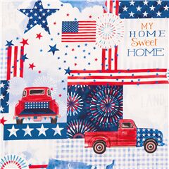 Tissu toiles feux d'artifice drapeaux rouges bleus blancs Tissu par Michael Miller