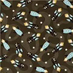 Tissu en coton marron fonc toiles et fuses phosphorescentes Tissu par Michael Miller