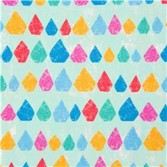 Tissu en coton bleu clair cailles de dinosaures, formes multicolores Tissu par Michael Miller