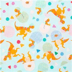 Tissu bleu clair ufs de bbs dinosaures dans tous les sens Tissu par Michael Miller