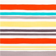 Tissu en coton  rayures jaunes bleues orange grises irrgulires Tissu par Michael Miller