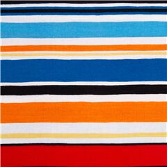 Tissu en coton avec des rayures noires orange rouges bleues Tissu par Michael Miller