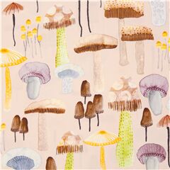 Mellow Mushrooms Watercolour Toadstools Fabric by Michael Miller