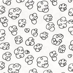 Tissu en coton blanc nuages forms par des lignes noires coupon (coupon)