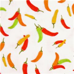 Tissu en coton blanc avec des piments multicolores Tissu par Michael Miller