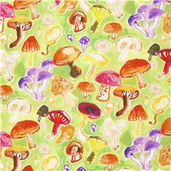 Multicolor Sketch Watercolour Mushrooms Fabric by Dear Stella