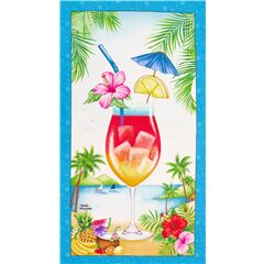 Tissu bleu  panneaux verre  cocktail le tropicale boisson Tissu par Michael Miller