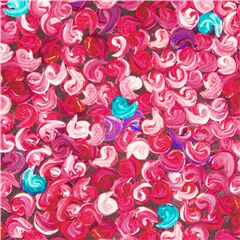 Stoff mit gemalten Punkten rosa Kommas lila blau Stoff