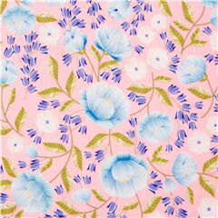 Tissu rose pivoines bleues, jacinthes, fleurs numriques Tissu par Quilting Treasures