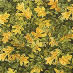 Tissu en coton impression numrique feuilles vertes jaunes Tissu par Quilting Treasures