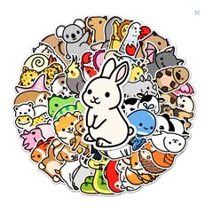 96 Cute Animal Wildlife Sticker Sheet Panda Snake Bunny Duck Lion Stickers 