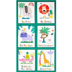 Sois Gentil Animaux De Safari Arc-En-Ciel Panneau De Motivation Tissu par Michael Miller