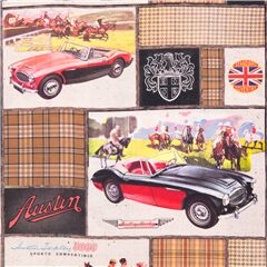 Tissu en coton patchs rouges et tweed Austin Healey sport voiture Tissu par Michael Miller
