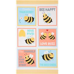 Tissu  panneaux multicolores avec des abeilles Tissu par Robert Kaufman