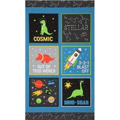 Tissu  panneaux avec des dinosaures astronautes multicolores Tissu par Robert Kaufman
