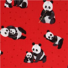 tela de franela roja con osos panda Tela de Robert Kaufman