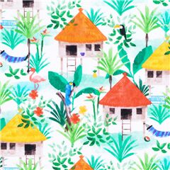 Cabines Lumineuses Et Colores Dans La Jungle Tissu par Stof France