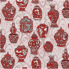Tissu cru Tana Lawn en coton avec des vases rouges Tissu par Liberty Fabrics