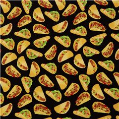 Tissu noir mini tacos multicolores restaurants t Tissu par Timeless Treasures