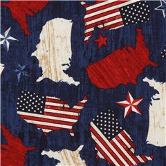 Tissu bleu marine avec les tats-Unis d'Amrique Tissu par Timeless Treasures