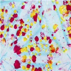 Tissu bleu style batik avec des taches jaunes et rose magenta Tissu par Timeless Treasures