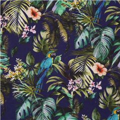 Feuillage Tropical Perroquets Bleus Tissu par Stof France