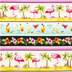 Tissu en coton rayures arc-en-ciel flamants thme les tropicales Tissu par Michael Miller