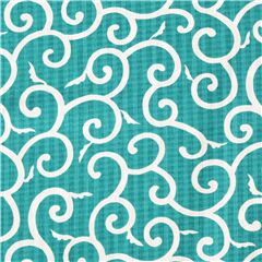 Tissu Dobby turquoise avec des motifs en spirales karakusa import du Japon Tissu par Japanese Indie
