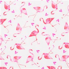 Tissu en coton blanc avec des flamants roses Tissu par Michael Miller