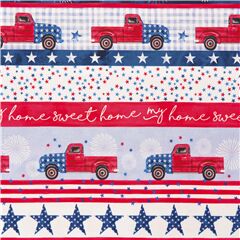 Tissu en coton blanc  bandes avec des toiles et des pick-ups Tissu par Michael Miller