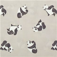 Tissu gris avec des pandas noirs blancs dans diffrentes positions Tissu par Dear Stella