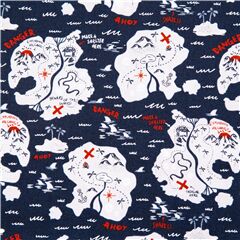 Tissu coton bleu marine ocan marques X cartes des les Tissu par Timeless Treasures