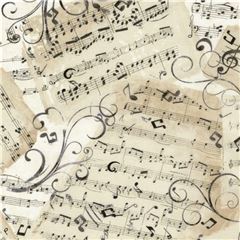 Tissu beige avec des notes de musique grises et noires, par Timeless Treasures Tissu