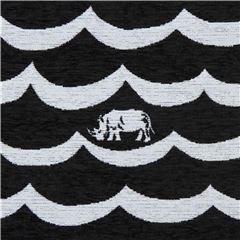 Tissu echino Jacquard noir et gris avec des vagues et des rhinocros Tissu par Echino Fabrics