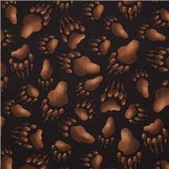 Tissu en coton noir avec des empreintes de pattes marron Tissu par Elizabeth's Studio