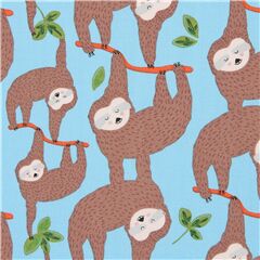 Tissu avec des paresseux marron Tissu par Alexander Henry