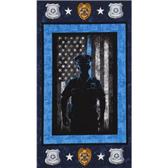 Tissu  panneaux bleu avec un policier amricain Tissu par Sykel Enterprises